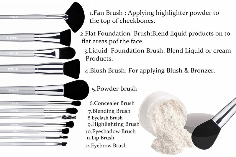 [Australia] - BS-MALL 13 PCS Makeup Brush Set Premium Synthetic Silver Foundation Blending Blush Face Powder Brush Makeup Brush Kit Kit 1 