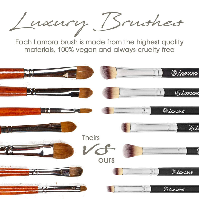 [Australia] - Eye Makeup Brushes Eyeshadow Brush Set - 7pcs Soft Synthetic Eyeshadow Blending Brush Kit - For Blending Eyeshadow, Eyeliner, Crease, Eyebrow - Long Lasting, Apply Better, Flawless Look Makeup Black/Silver 