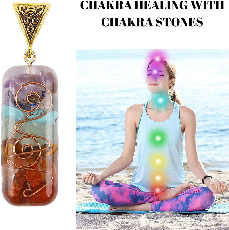 [Australia] - DEEPOW ANLACOCN Healing 7 Chakra Necklace with Rainbow Crystals Orgone Energy Generator for Balancing 7 Chakras, Meditation Yoga Spiritual Jewelry 