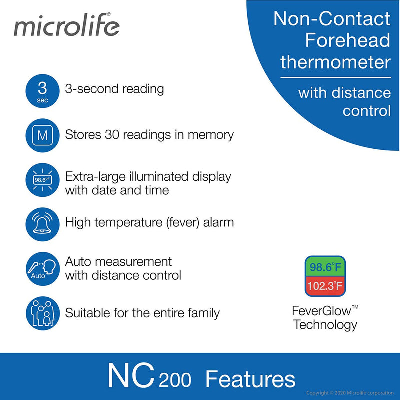 [Australia] - Microlife Non-Contact Forehead Thermometer, Digital Infrared No-Touch Thermometer for Adults, Kids & Baby, Large Backlit LCD Screen, Fever Alarm, Memories, Easy to Use with Instant Accurate Readings 