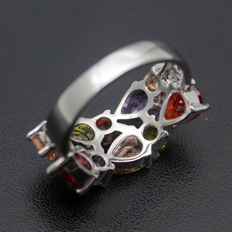 [Australia] - Valenetine's Jewelry Gifts Gemstones Sets Peridot Amethyst Garnet Morganite Ring Size 10# 