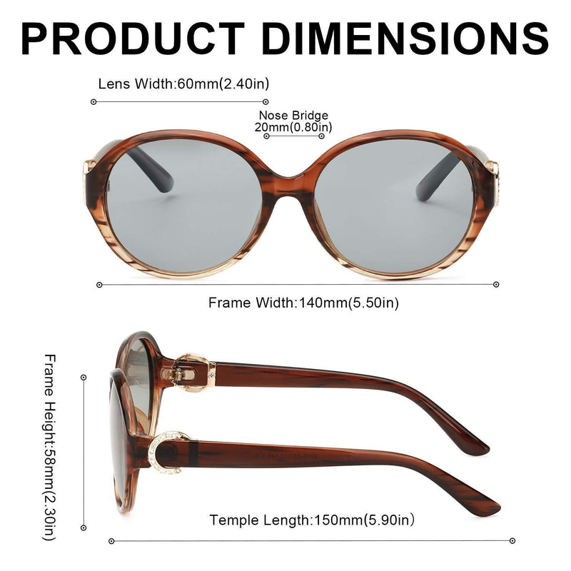 [Australia] - Myiaur Photochromic Polarized Sunglasses For Women, Anti Glare Sun Glasses for Driving Fishing Running 400 UV Brown Frame 