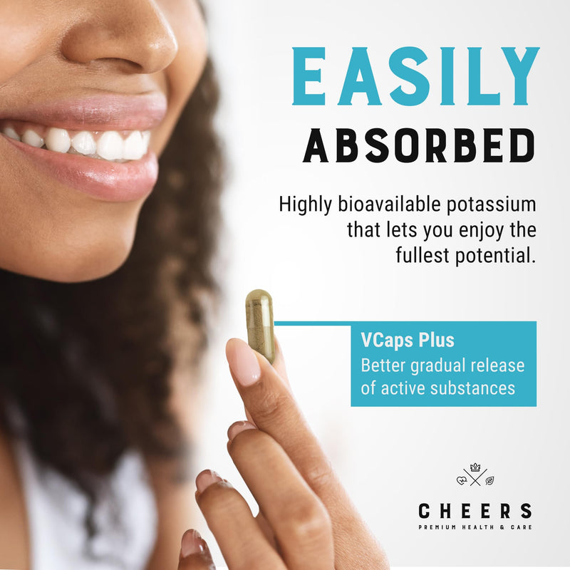 [Australia] - CHEERS - Potassium Citrate, 90 Vegan Capsules, 316 mg per Capsule, Potassium Supplement for Adults, Natural Mineral Electrolyte, Supports Cardiovascular and Blood Pressure Health 
