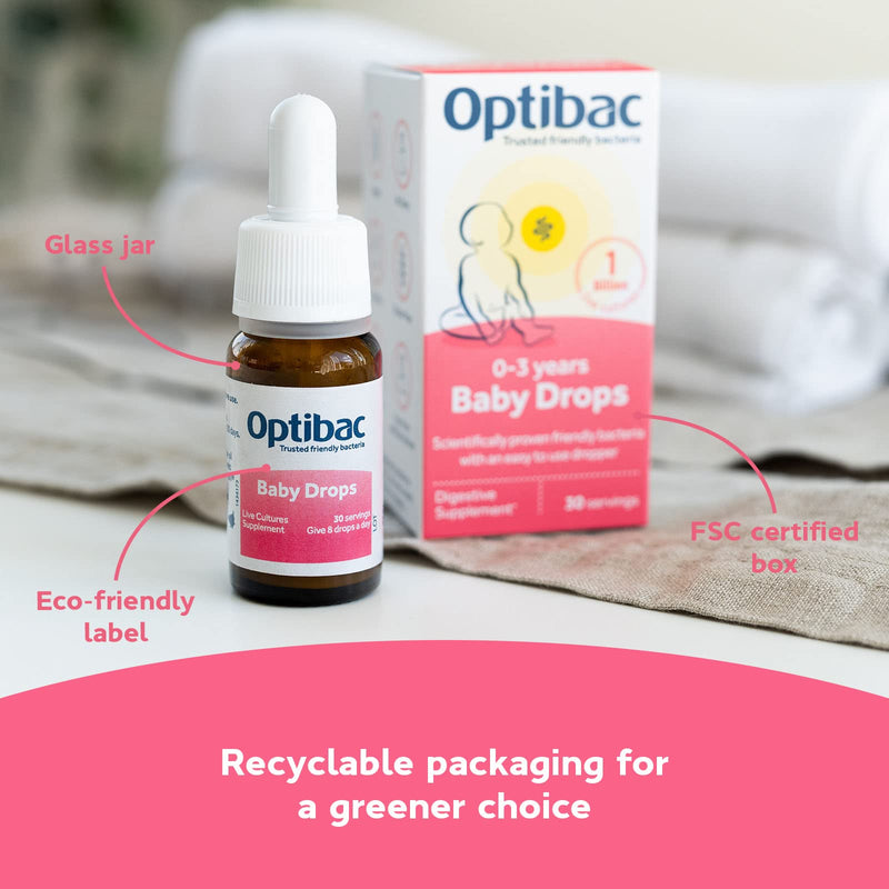 [Australia] - Optibac Probiotics Baby Drops - Vegan Digestive Supplement for Newborn Babies & Infants, 1 Billion Bacterial Cultures - 30 Day Supply 
