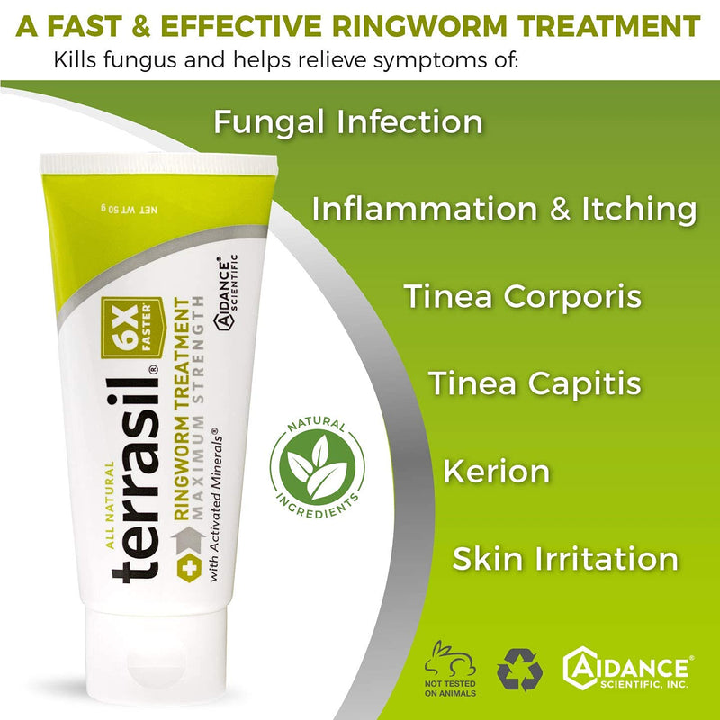 [Australia] - terrasil Ringworm Treatment MAX - 6X Faster Patented Natural Anti-Fungal Ointment for Itching Burning Pain Inflammation & Ringworm Infection (50 gram) 