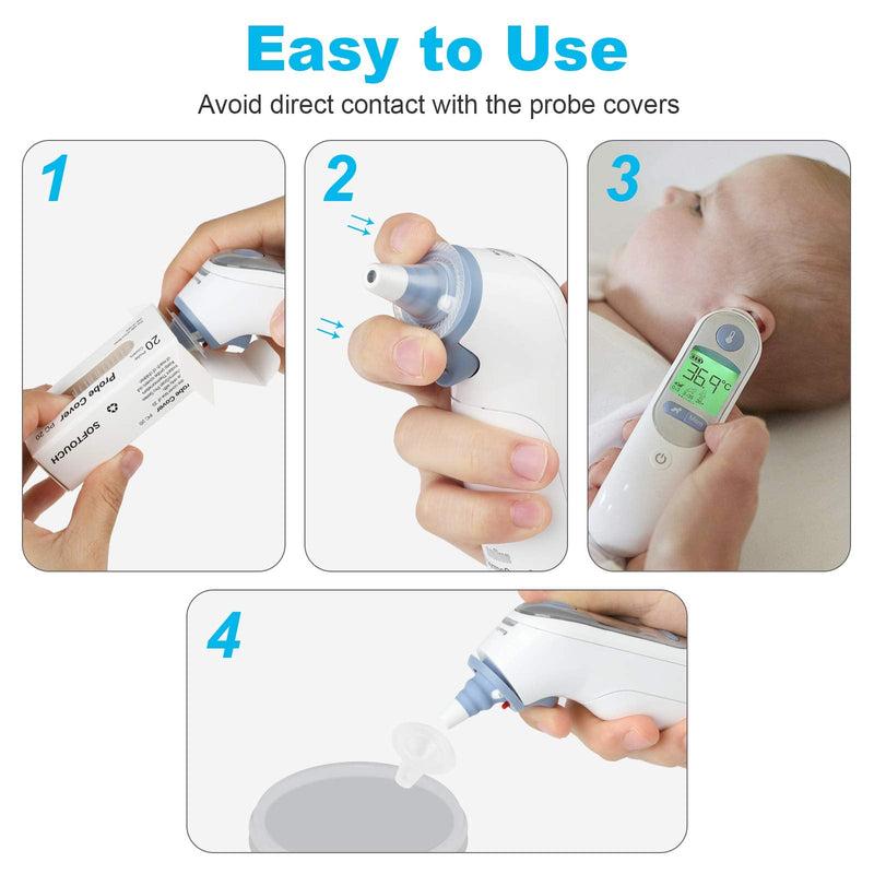 [Australia] - 200 Pcs Ear Thermometer Probe Covers, Refill Caps Replacement Lens Filter Protector for All Braun ThermoScan Covers 200pcs 