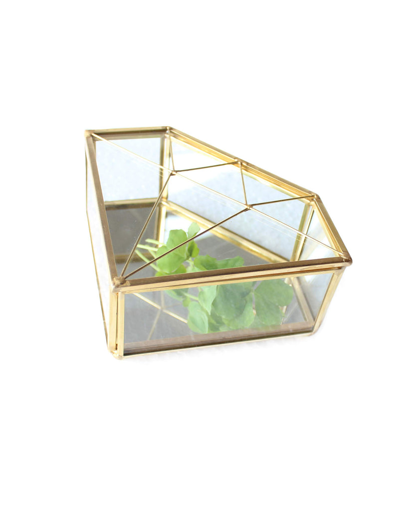 [Australia] - Handcrafted Clear Diamond Shape Glass Box With Hinged Lid Keepsake Jewelry Trinket … Copper 