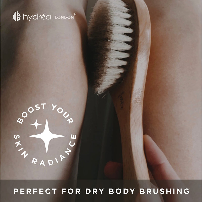 [Australia] - Hydrea London Dry Body Brush – Premium Exfoliating Dry Skin Brush with Natural Bristle, Dry Brush Cellulite Remover, Exfoliating Body Scrubber, Helps Improve Lymphatic Drainage, FSC® Certified Beechwood. 