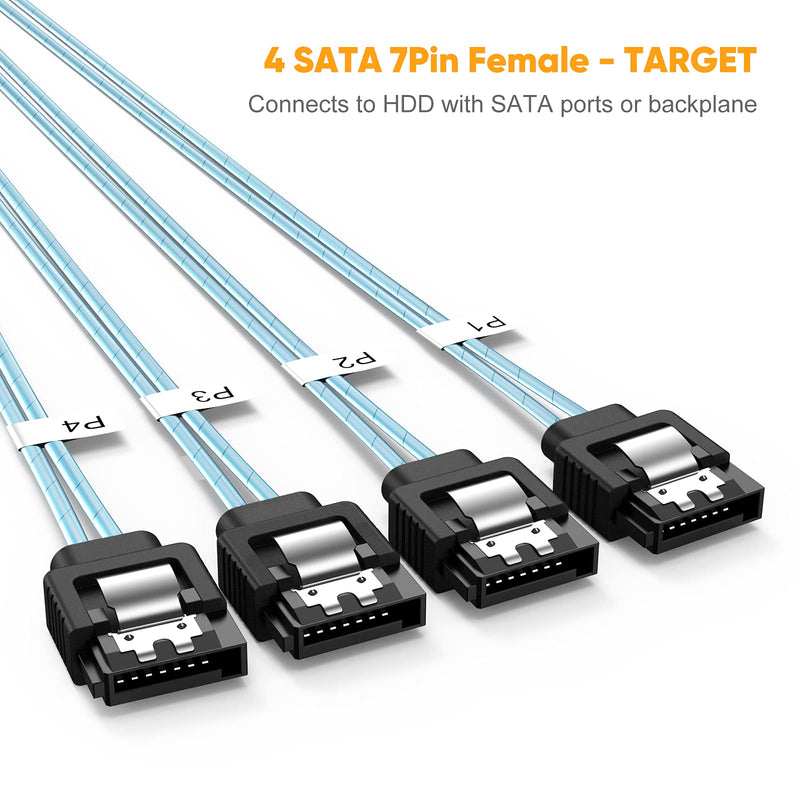 [Australia] - CableCreation Mini SAS 36Pin (SFF-8087) Male to 4 SATA 7Pin Female Cable, Mini SAS Host/Controller to 4 SATA Target/Backplane, 0.5M / 1.6FT 1.6 Feet 