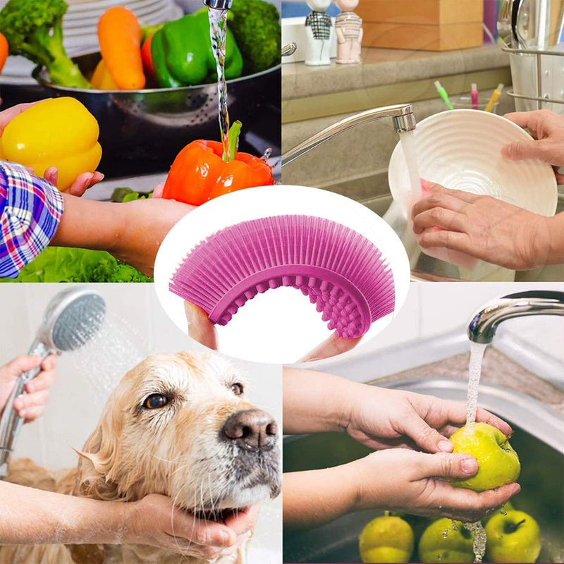 [Australia] - Body Brush,Silicone Body Bath Brush Double Side Back Scrubber Handle Bath Shower Brushes Scrubbers with Ultra Soft Bristles,Non-Slip 