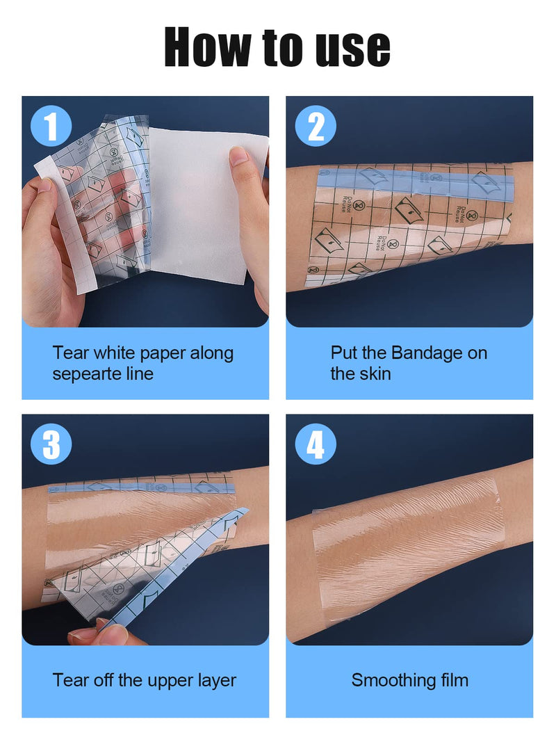 [Australia] - 2 Rolls Tattoo Aftercare Waterproof Adhesive Bandage, EBANKU Skin Healing Protective Bandages Transparent Stretch Wound Dressing Tape(2m*15cm) 