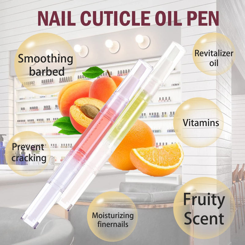 [Australia] - Cuticle Oil Pens for Nail Care, Natural Cuticle Oil Pens 2Pcs Nail Oil for Manicure Pedicure Nourish Nail Cracking and Dry Nail Repair Treatment (Peach & Orange Scent) (Orange & Peach) Orange & Peach 