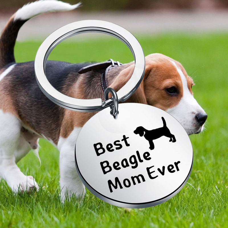 [Australia] - PENQI Beagle Mom Gift Beagle Lover Gift Best Beagle Mom Ever Keychain Beagle Owner Gift Animals Lover Gift Pet Lover Gift for Dog Lover sliver 