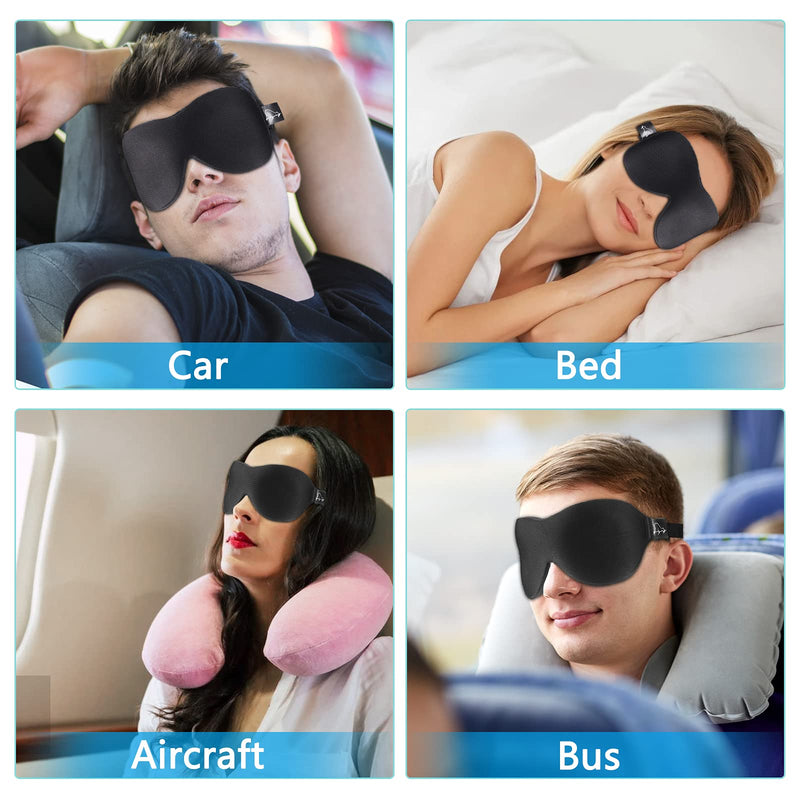 [Australia] - ALASKA BEAR Sleep Mask for Lash Extensions Deep and Wide Molded Eye Cups 3 D Blackout Mask for Women Protecting Long Eyelashes, Black 