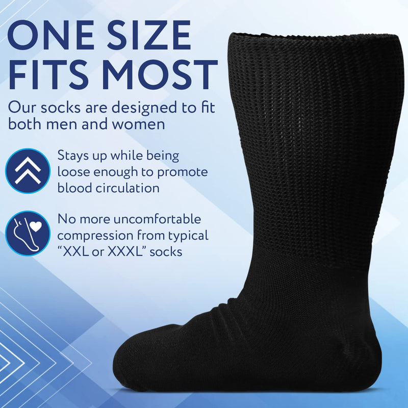 [Australia] - 4 Pairs of Impresa Extra Width Socks for Lymphedema - Bariatric Sock - Oversized Sock Stretches up to 30'' Over Calf for Swollen Feet And Mens and Womens Legs - One Size Unisex 