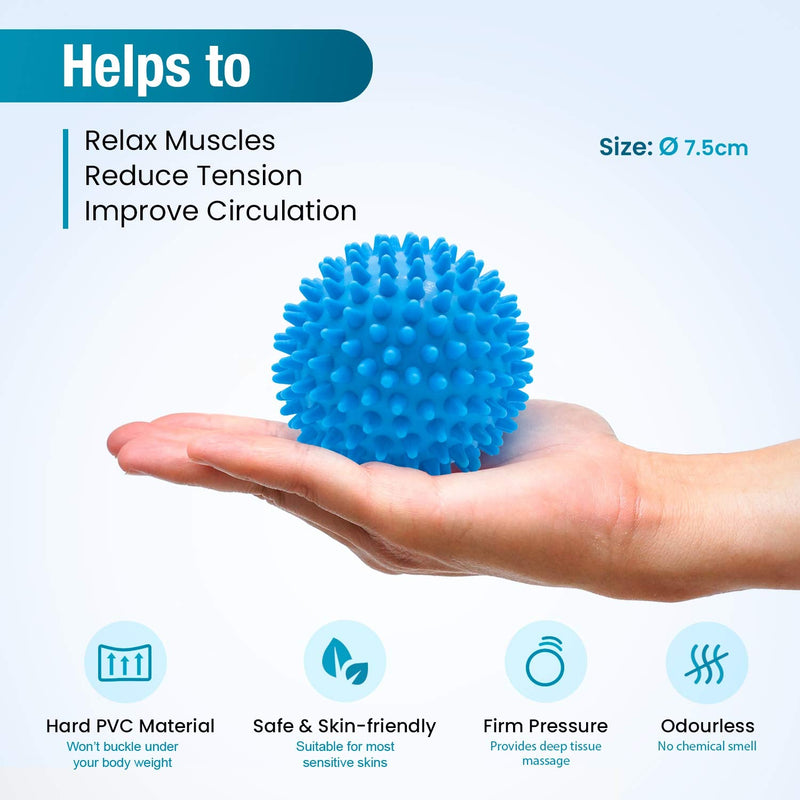 [Australia] - Beenax Lacrosse & Spiky Massage Ball Set - Perfect for Trigger Point Therapy, Myofascial Release, Plantar Fasciitis, Deep Tissue and Muscle Relief - Designed to Relieve Stress and Relax Tight Muscle Blue 