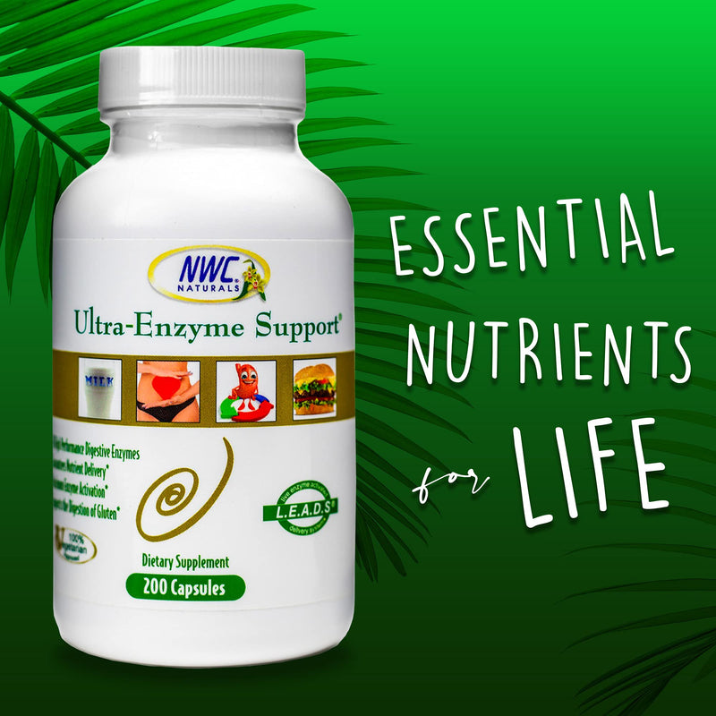 [Australia] - Ultra-Enzyme Support, Natural Digestive Supplement, Promotes Optimal Health and Digestion, 200 count Capsules by NWC Naturals 