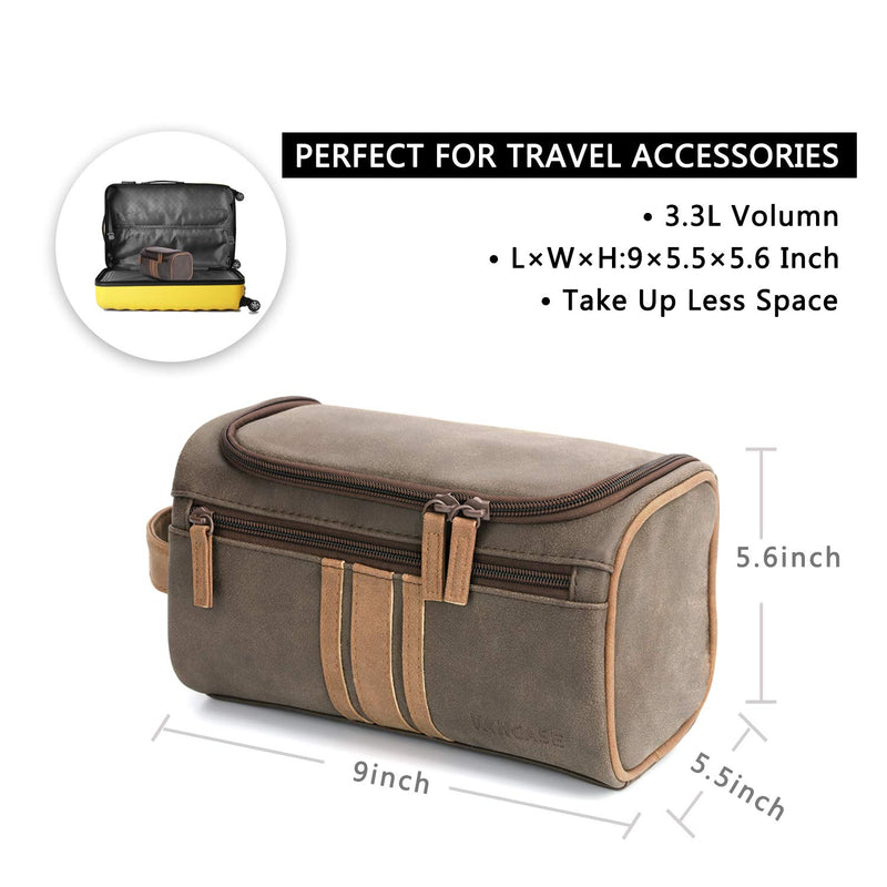 [Australia] - Vancase Toiletry Bag for Men Vintage Leather Dopp Kit Hanging Shaving Bag Portable Bathroom Shower Organizer for Travel Accessories Brown 