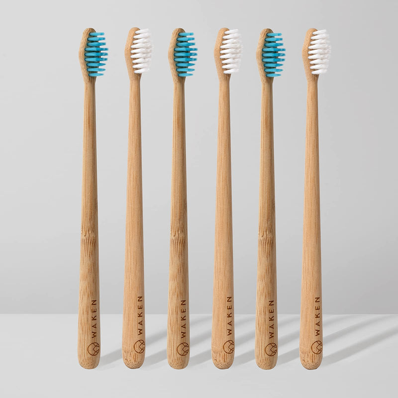 [Australia] - Waken, x1, White Soft Bristle Bamboo Toothbrush, Biodegradable Natural Bamboo Handle, Eco Toothbrush Soft, Eco-Friendly Dental Brushes, Bamboo Vegan Toothbrush 