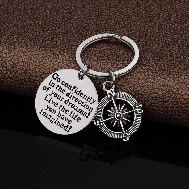 [Australia] - VANGETIMI Inspirational Graduation Keychain Gifts for Grads Stainless Steel Compass Engraved Keychain Gifts for Him Her Women Men Girls 2020 style 1 