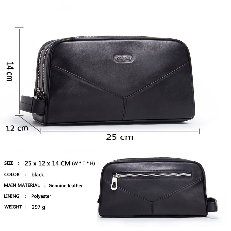 [Australia] - Contact's-Genuine Leather Toiletry Bag Travel Bag with Handle, Water-Resistant Makeup Cosmetic Bag Travel Dopp Organizer Middle 