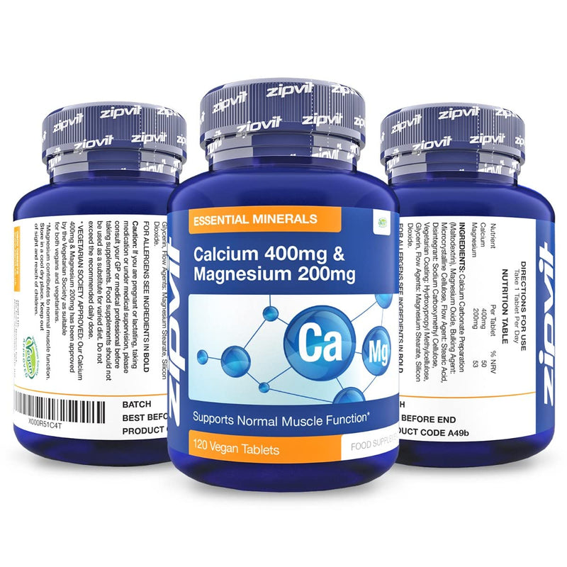 [Australia] - Calcium 400mg and Magnesium 200mg, 120 Vegan Tablets (4 Months Supply). Vegetarian Society Approved 