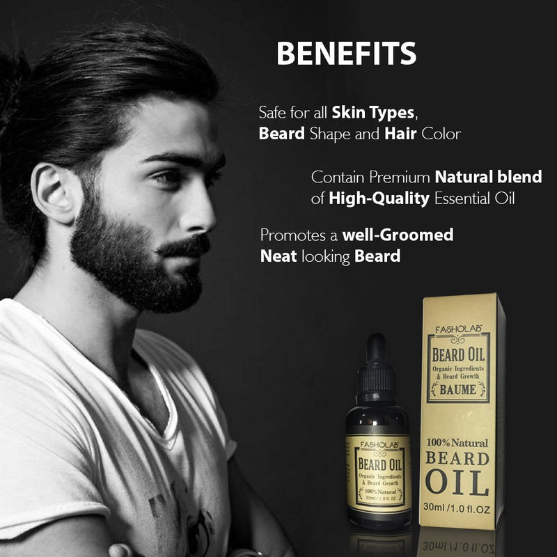 [Australia] - Beard Grooming Kit for Men - Organic Beard Growth - Professional Barber Beard Trimming Set - Beard Brush Beard Oil Wooden Comb Sharp Stainless Steel Scissors - Scented Beard Gift for Him 