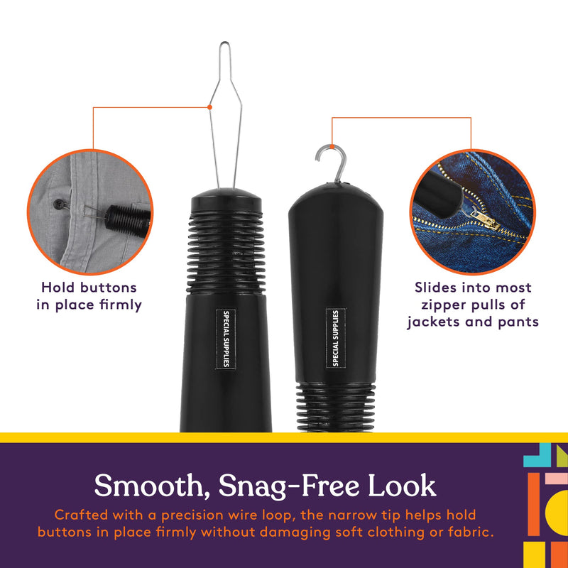 [Australia] - Special Supplies Button Hook (2 Pack) Wire Loop Pull Through - Shirt, Dress, Collar - Non-Slip, Ribbed Grip for Seniors, Arthritis Sufferers - Wide Gripper, Puller Dressing Aid (Universal) 2 Pack 
