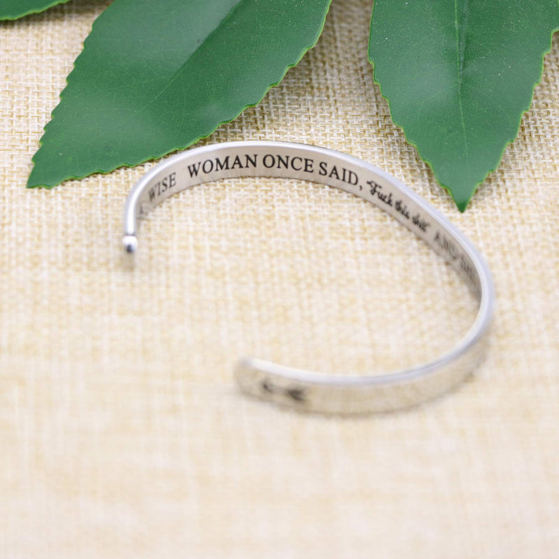 [Australia] - Joycuff Bracelets for Women Personalized Inspirational Jewelry Mantra Cuff Bangle Friend Encouragement Gift for Her A wise woman once said "f**ck this sh*t" and she lived happily ever after 