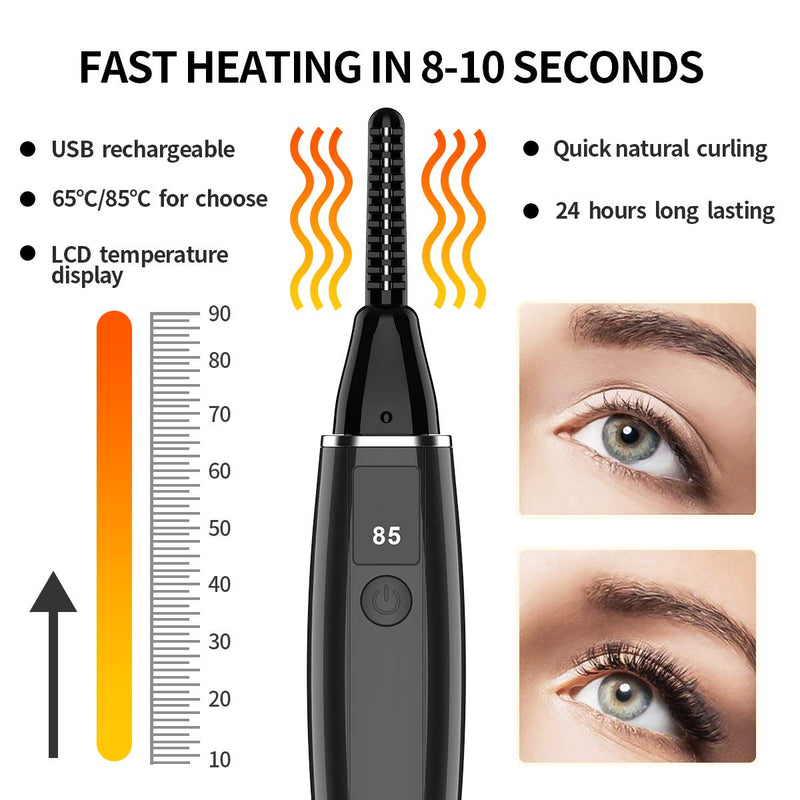 [Australia] - Heated Eyelash Curler, USB Rechargeable Electric Eyelash Curler for Quick Natural Curling,Long Lasting Eyelashes Curl Tool Valentine's Gifts for Girls 