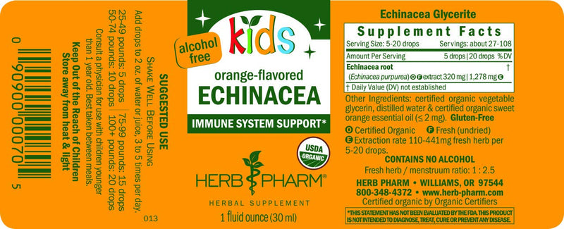 [Australia] - Herb Pharm Kids Certified-Organic Alcohol-Free Echinacea Glycerite Liquid Extract, 1 Ounce 1 Fl Oz (Pack of 1) 