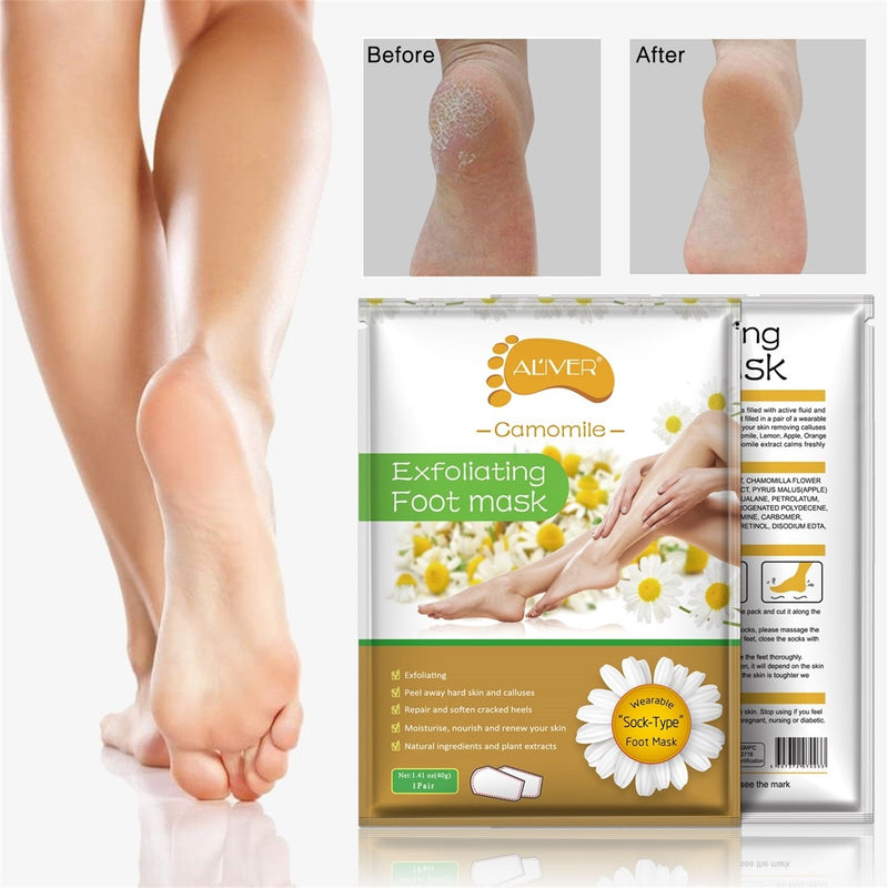 [Australia] - 2 Pairs Exfoliant Foot Peel Mask for Soft Feet in 3-7 Days, Exfoliating Booties for Peeling Off Calluses & Dead Skin, Baby Your feet, for Men & Women (Chamomile) 