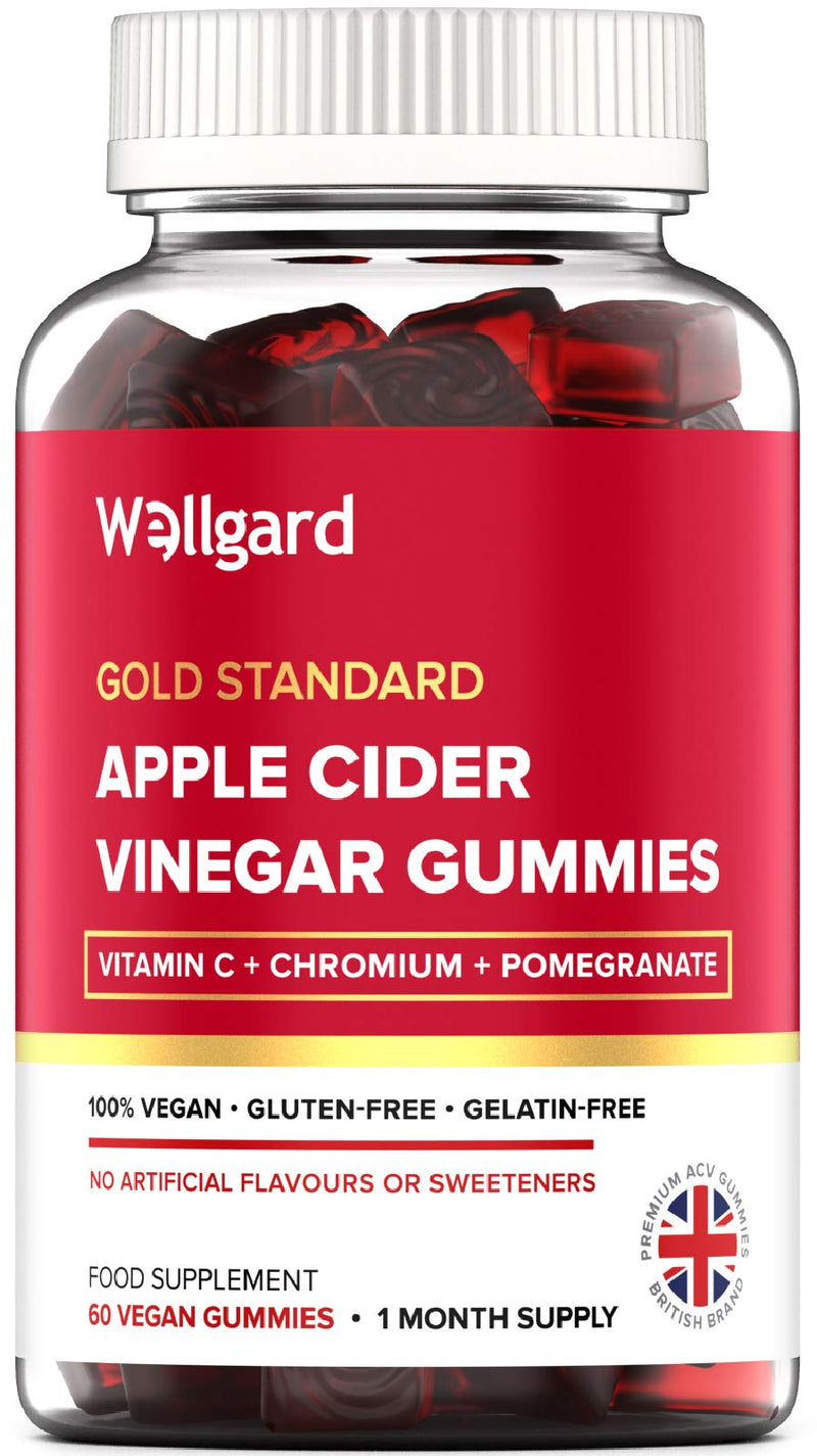 [Australia] - Vegan Apple Cider Vinegar Gummies by Wellgard, Gold Standard 1000mg ACV Gummies with Vitamin C, Chromium and Pomegranate, Non-GMO, Gluten-Free & Gelatine-Free 