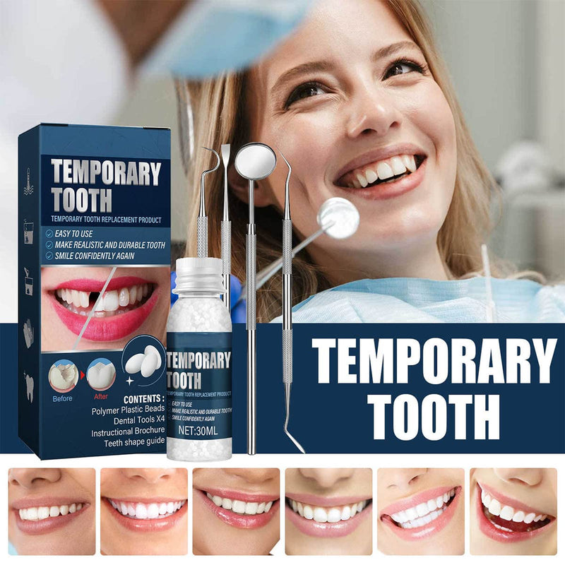 [Australia] - Tooth Repair Kit - Temporary Fake Teeth Replacement Kit with Dental Mirror Tools for Temporary Restoration of Missing & Broken Teeth Replacement Dentures 
