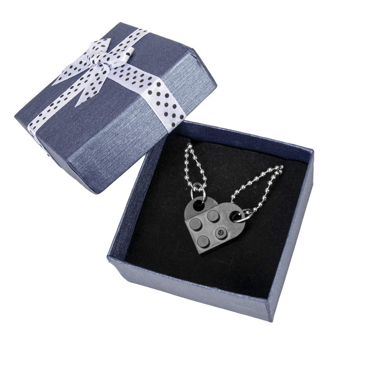 [Australia] - GEAREDC Brick Necklace for Couples, BFF Heart Friendship Necklace Set, Matching Necklaces for Mom and Daughter, Cute Love Heart Brick Birthday B.black 