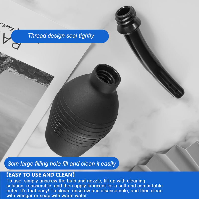 [Australia] - 310 ML Anal Douche Enema Bulb with Storage Bag,Vaginal Douche Enema Cleaner for Women or Man ( Black) 