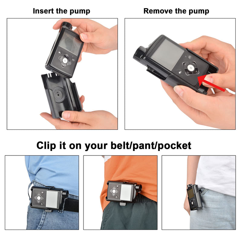 [Australia] - iGuerburn 360° Rotating Pump Case for Medtronic MiniMed 670G 770G 630G 640G 780G Pumps, MiniMed Insulin Swivel Pump Belt Clip for Diabetic (Black) Black 