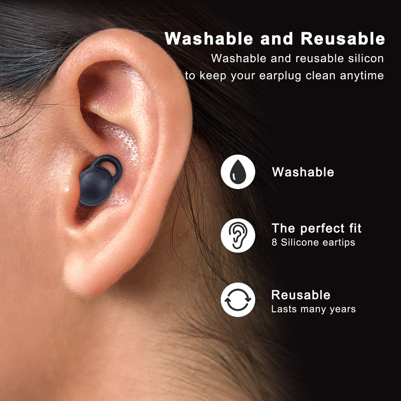 [Australia] - Frylaa EarPlugs for Sleeping Noise Callcelling,Ear Plugs for Sleep Sounds Blocking,Reusable Hearing Protection Silicon Earplugs for Work Snoring Swimming Concert Musician Construction Shooting-Black Black 