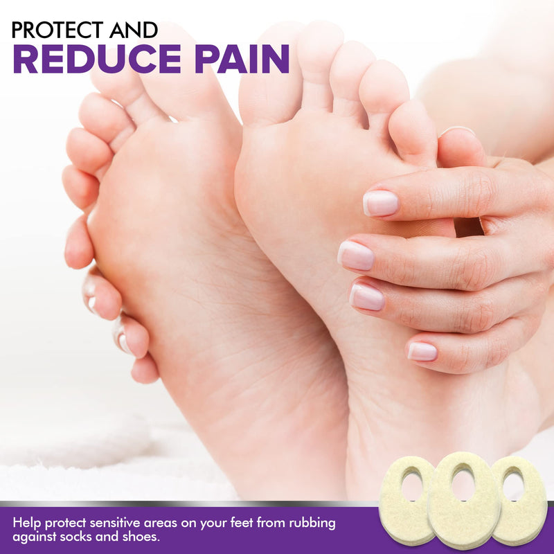 [Australia] - Oval Shaped Felt Callus Protective Pads - Adhesive Foot Pads That Surround Calluses from Rubbing On Shoes - 1/8" - 25 Pack 