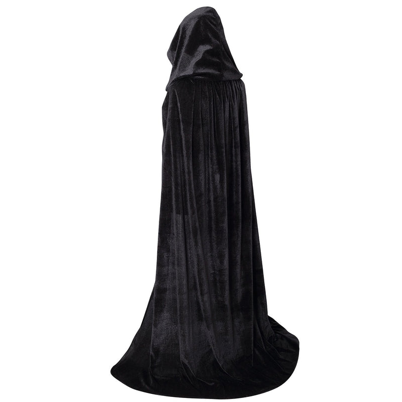 [Australia] - OurLore Unisex Full Length Hooded Robe Cloak Long Velvet Cape Cosplay Costume 59 inch Black 