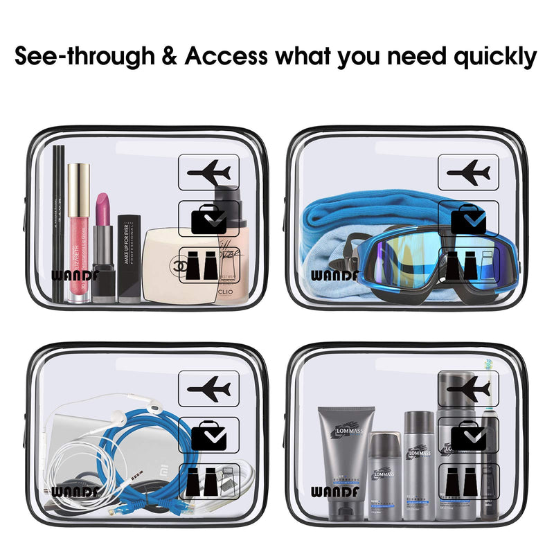 [Australia] - TSA Approved Clear Travel Toiletry Bag wih Zippers Carry-on Travel Accessories Quart Size Toiletries Cosmetic Pouch Makeup Bags for Men and Women (2 pcs) 2pcs 