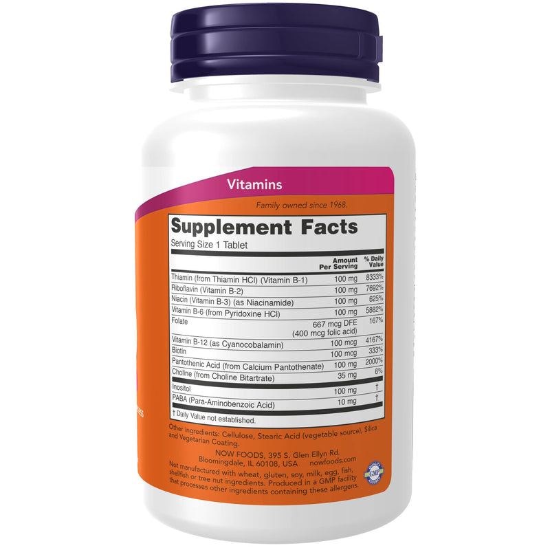 [Australia] - NOW Supplements, Vitamin B-100, Sustained Release, Energy Production*, Nervous System Health*, 100 Tablets 