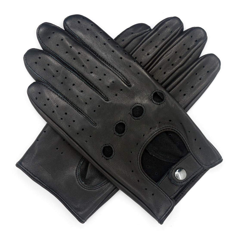 [Australia] - Harssidanzar Mens Lambskin Leather Driving Gloves GM026 X-Small(7.5-8") Black 