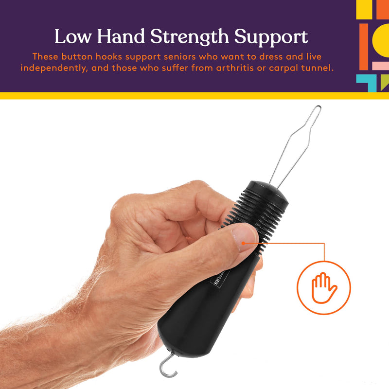 [Australia] - Special Supplies Button Hook (2 Pack) Wire Loop Pull Through - Shirt, Dress, Collar - Non-Slip, Ribbed Grip for Seniors, Arthritis Sufferers - Wide Gripper, Puller Dressing Aid (Universal) 2 Pack 