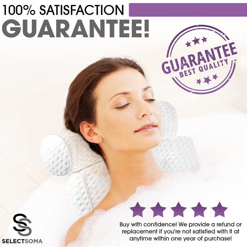 [Australia] - Luxury Bath Pillow - Bathtub Pillow – Bath Pillows for Tub Neck and Back Support with 5 Large, Stable Suction Cups – Soft 4D Air Mesh Machine-Washable Tub Pillow – Bathtub Accessories by SelectSoma 