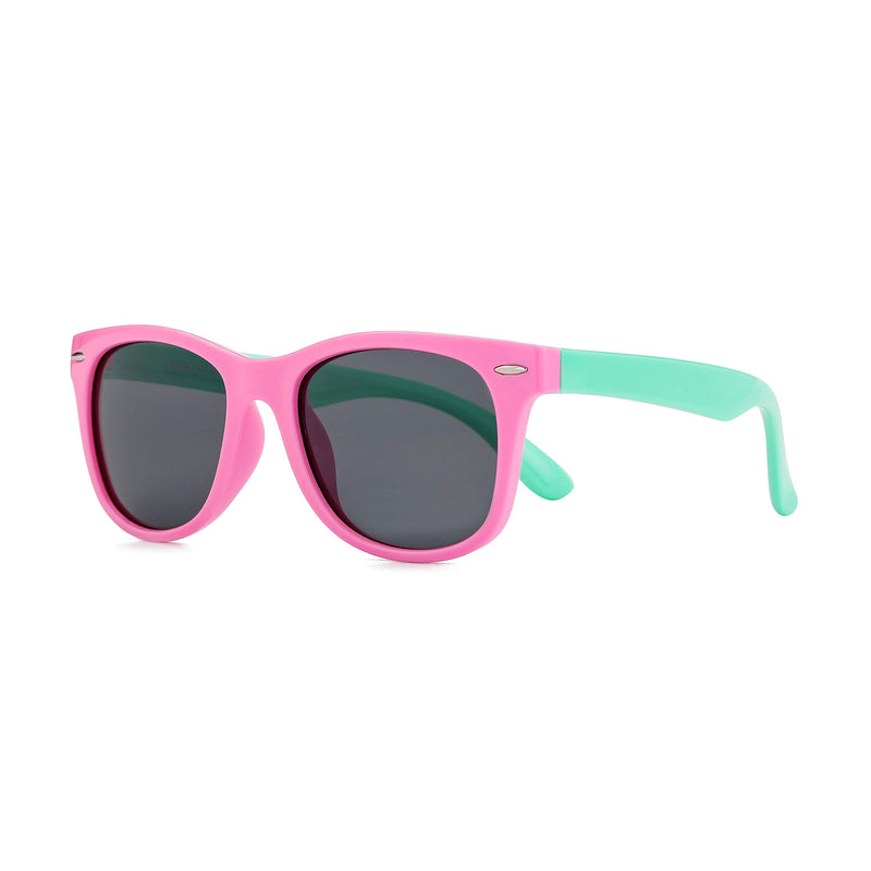 [Australia] - Kids Sunglasses – Polarized TPEE Rubber Flexible Sunglasses for Kids Little Girls Boys Age 3-12 A1 Pink&mintgreen/Grey 48 Millimeters 