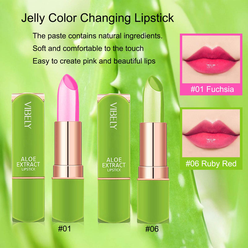 [Australia] - 2 Packs Aloe Vera Lipstick , Kaynest Lips Moisturizer Long Lasting Nutritious Lip Balm Magic Temperature Color Change Lip Gloss (Set-A) Set-A 