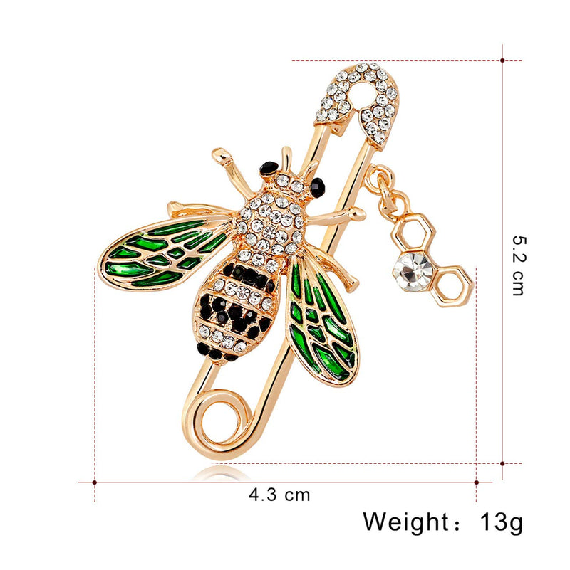[Australia] - YOQUCOL Cute Honeybee Bee Brooch Pin Cubic Zirconia CZ Crystal Enamel Golden Tone for Women 