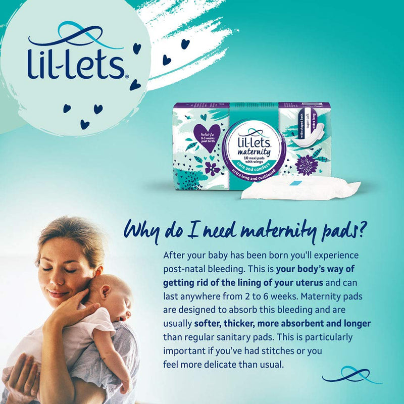[Australia] - Lil-Lets Maternity Pads, Extra Long Maxi Thick Pads with Wings, 3 Packs of 10 Pads 10 Count (Pack of 3) 