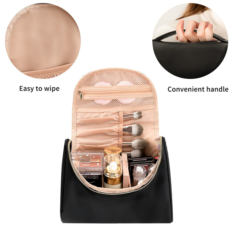 [Australia] - Travel Makeup Bag, Ethereal Cosmetic Bag for Women Large Capacity Makeup Organizer Bag Vegan Leather Makeup Brushes Bag Waterproof Toiletry Bag for Women black small 